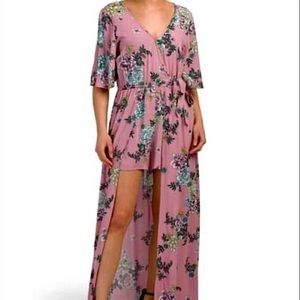 Boho Floral High Low Romper with Skirt